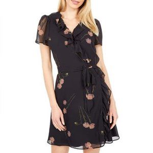 Madewell Georgette Ruffle Wrap Mini Dress in Aster Portrait Sz L